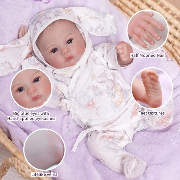 🆕18 Inch Realistic Full Silicone Body Baby Girl Doll with Doll Accessories - Picture 3 of 7